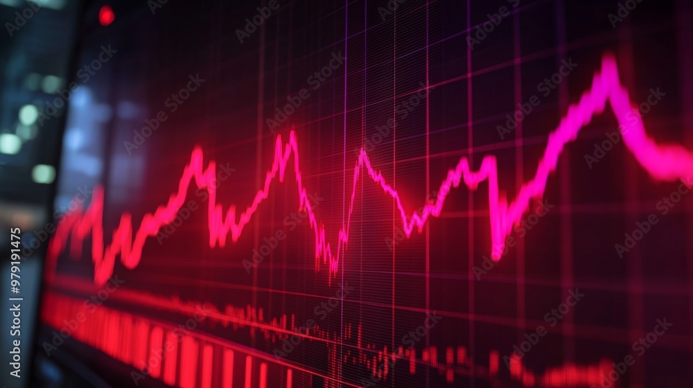 A 3D business graph with a red arrow on a red background, illustrating growth and progress in finance A 3D business graph with a red arrow on a red background, illustrating growth and progress in finance