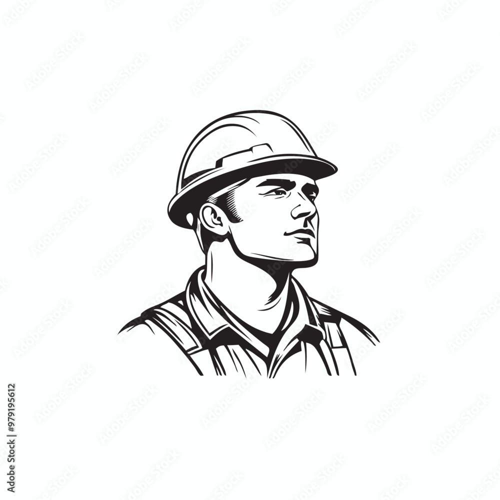 safety worker using helmet vector logo safety worker using helmet vector logo