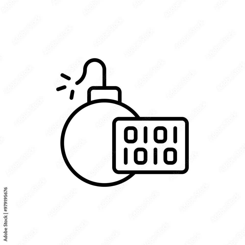 Fototapeta premium Bomb code outline icons, minimalist vector illustration ,simple transparent graphic element .Isolated on white background