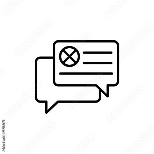 Wrong chat outline icons, minimalist vector illustration ,simple transparent graphic element .Isolated on white background