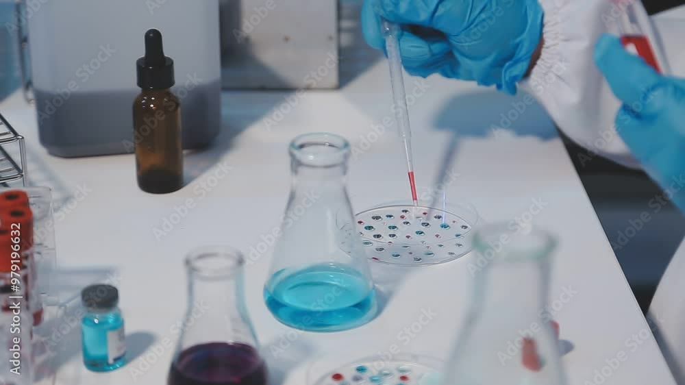 Scientist analyze biochemical sample in advanced scientific laboratory. Medical professional check chemical mix microbiological developmental of viral. Biotechnology research in science lab. cosmetic Scientist analyze biochemical sample in advanced scientific laboratory. Medical professional check chemical mix microbiological developmental of viral. Biotechnology research in science lab. cosmetic