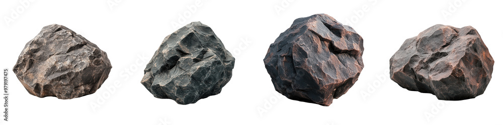 A collection of various textured rocks showcasing unique shapes and colors suitable for natural landscape designs. isolated on a transparent background A collection of various textured rocks showcasing unique shapes and colors suitable for natural landscape designs. isolated on a transparent background
