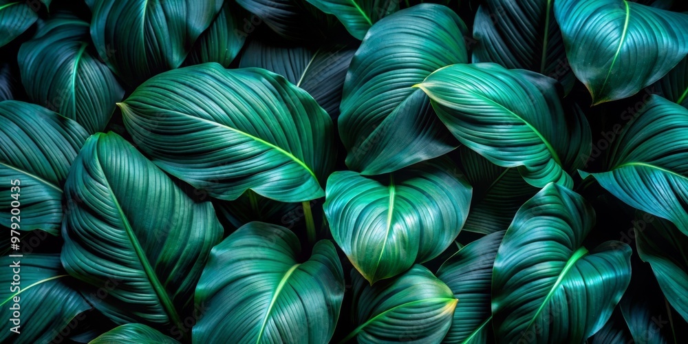 A Beautiful Lush Green Background Featuring Tropical Leaves Perfect for Nature Themes A Beautiful Lush Green Background Featuring Tropical Leaves Perfect for Nature Themes