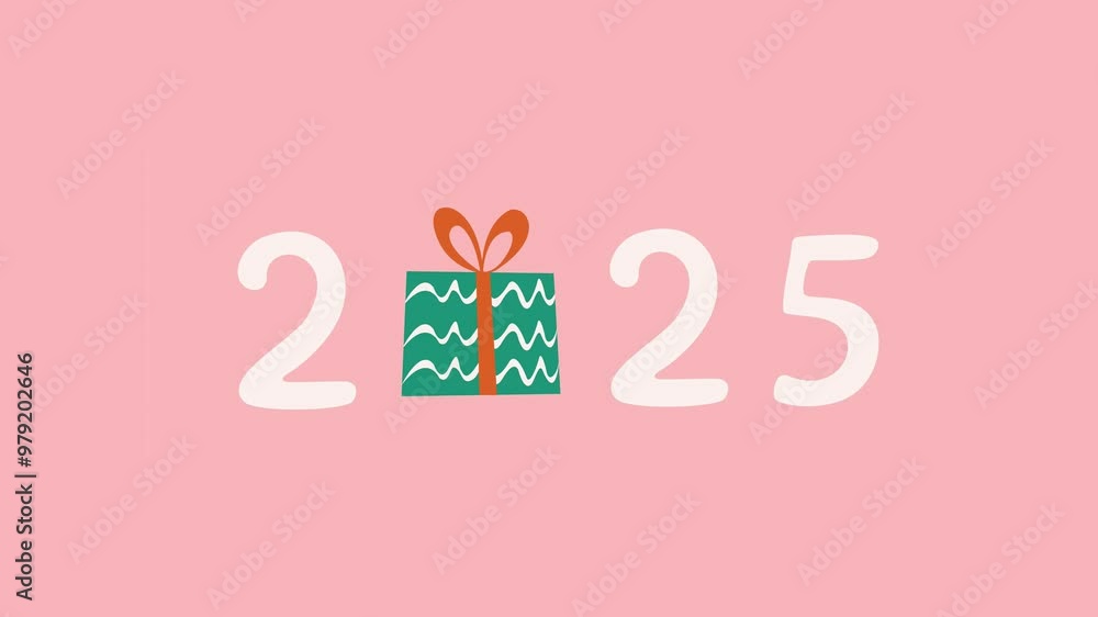2025 greeting animation. Gift box. New Year invitation 2025 greeting animation. Gift box. New Year invitation