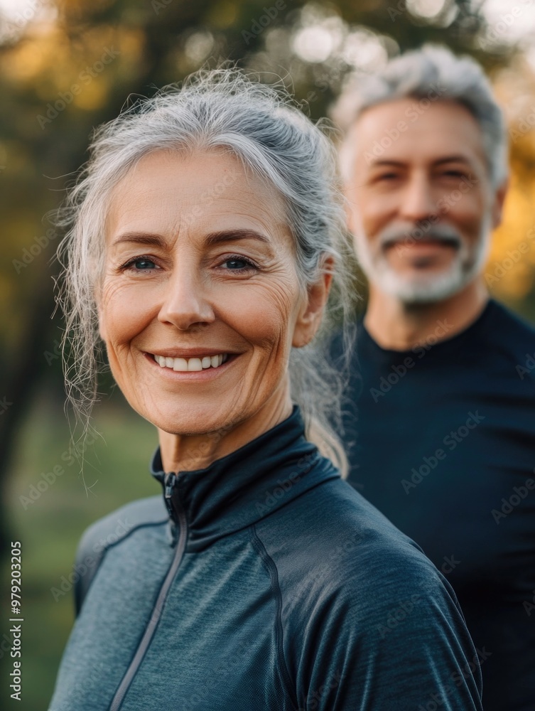 Obraz premium Jogging Couple in Outdoor Setting