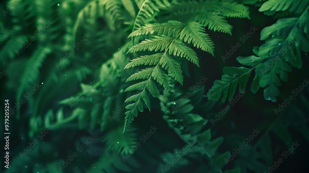 Close-up of a fern leaf in a lush green forest Close-up of a fern leaf in a lush green forest