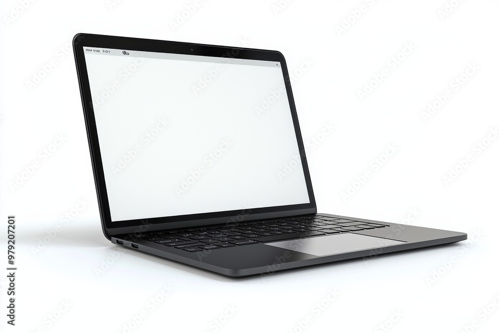 Laptop Mockup on Isolated white background created with Generative AI Laptop Mockup on Isolated white background created with Generative AI