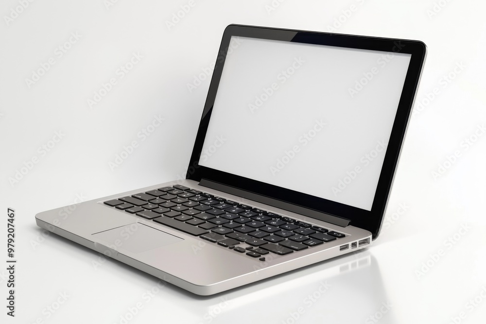 Laptop Mockup on Isolated white background created with Generative AI Laptop Mockup on Isolated white background created with Generative AI