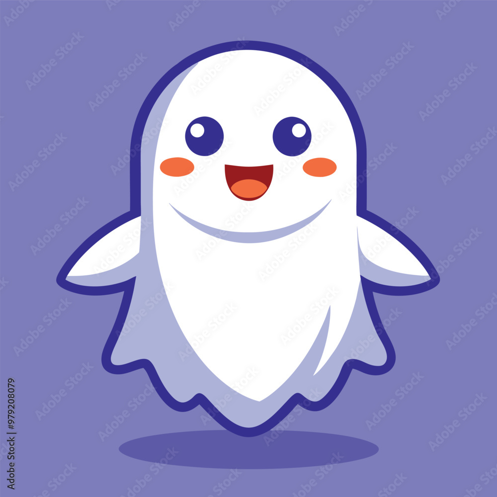 Fototapeta premium Cute Halloween Ghost Cartoon Vector Icon Illustration. Flat Cartoon Style.