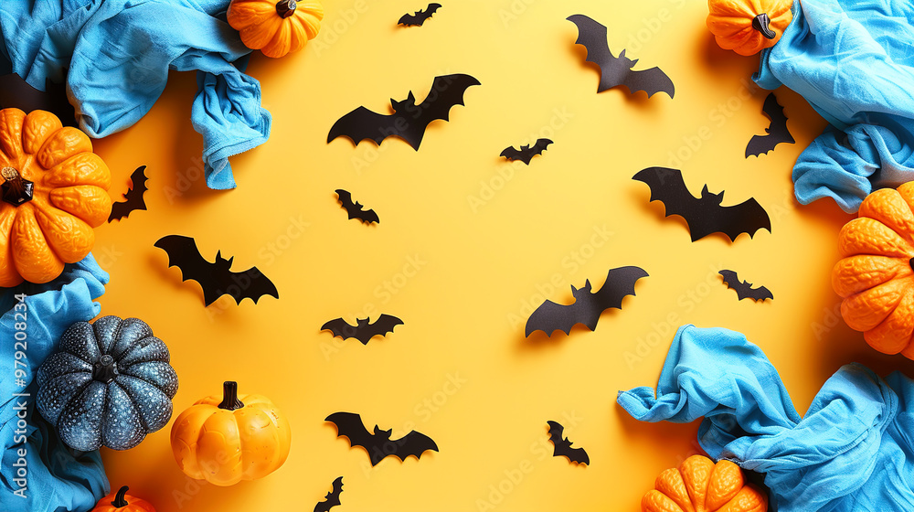Halloween designs with Pumpkins and Bats Space for Text Yellow Clear background Halloween designs with Pumpkins and Bats Space for Text Yellow Clear background