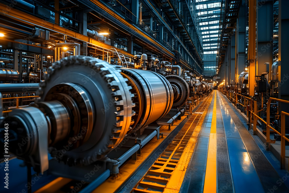 Industrial Photo - Inside a Power Plant with Large Machinery Industrial Photo - Inside a Power Plant with Large Machinery