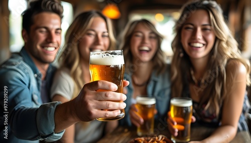 Cheers and Laughter: Friends Celebrating Together with Beer