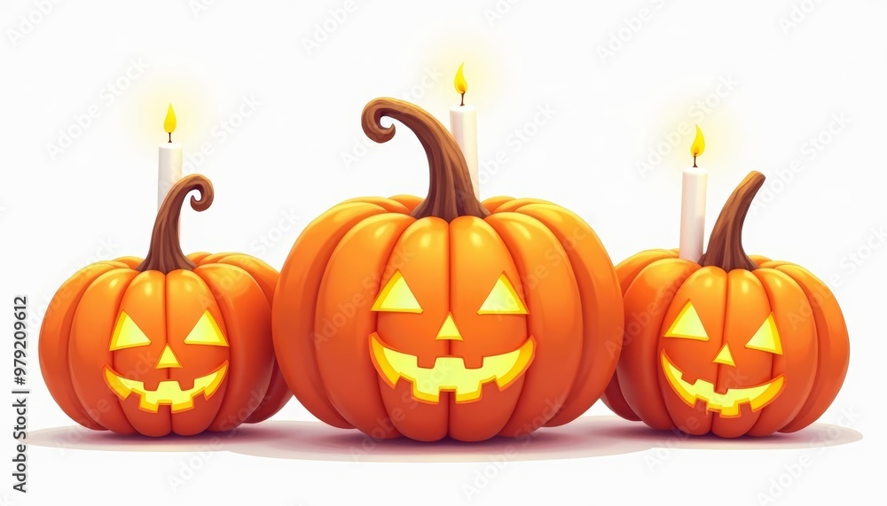 Fototapeta premium Spooky Halloween Pumpkins with Candles