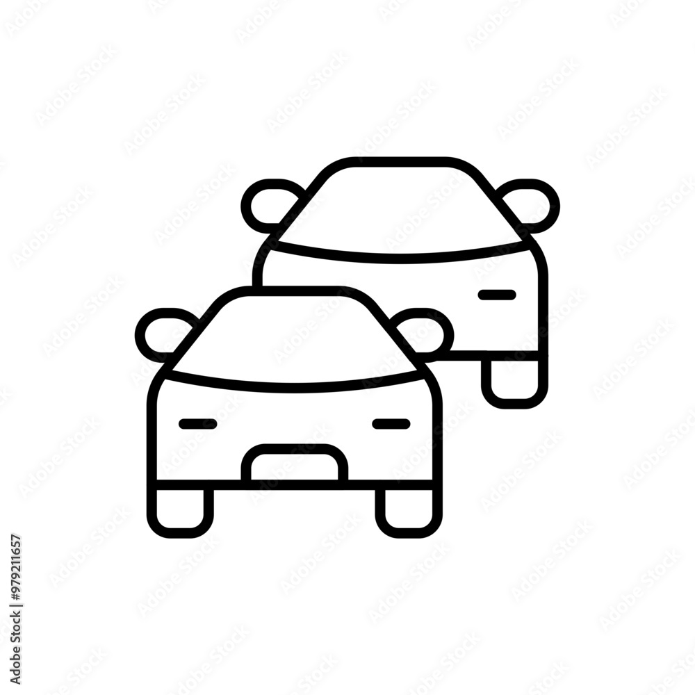 Obraz premium Traffic jam outline icons, minimalist vector illustration ,simple transparent graphic element .Isolated on white background