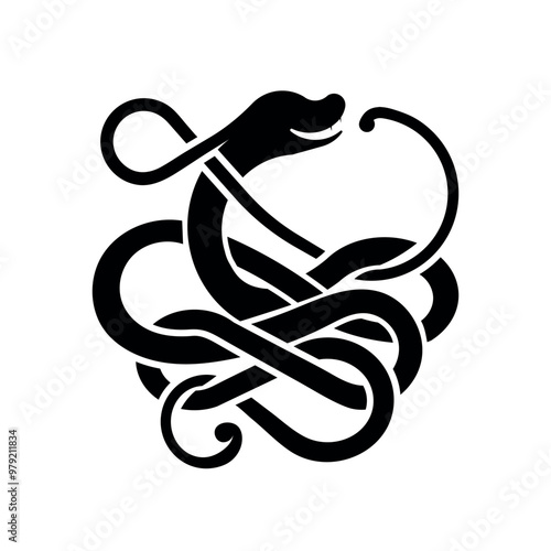 Serpentine Celtic pattern. Binding. Knot. Celtic. Endless knot. Symbol of the year. Snake. Template for plotter laser cutting (cnc), wood carving, paper cutting, metal engraving or printing.