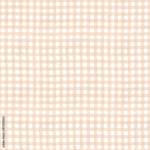 Brown stripes checkered background watercolor. Seamless hand drawn pattern for fabric texture, textile, bed linen, wallpaper, home decor prints