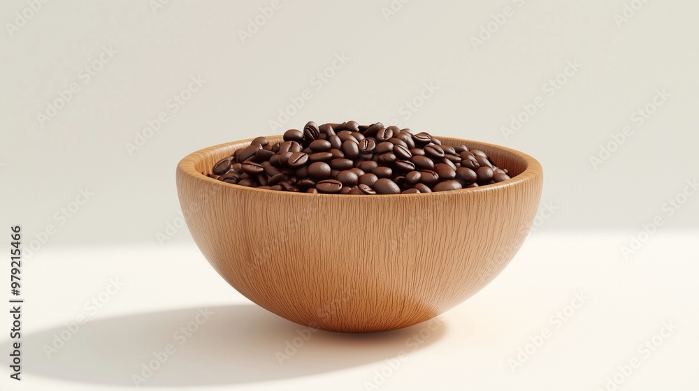 Coffee bean on brown wooden bowl for drink, gluten free copy space Coffee bean on brown wooden bowl for drink, gluten free copy space