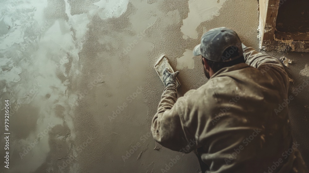 A professional wall renovation project using sustainable materials, with a worker applying eco-friendly plaster and non-toxic paint to create a healthy indoor environment A professional wall renovation project using sustainable materials, with a worker applying eco-friendly plaster and non-toxic paint to create a healthy indoor environment