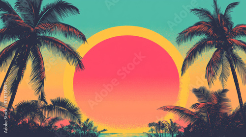 This is a collection of colorful sunset images in a retro style. They're perfect for adding a vintage feel to your designs.