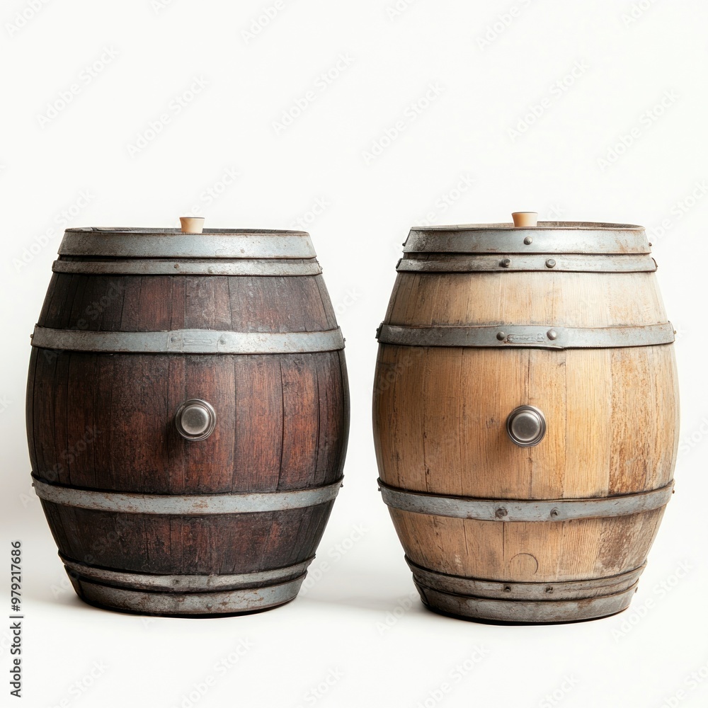 Obraz premium Two wine barrels ammunition weaponry grenade.