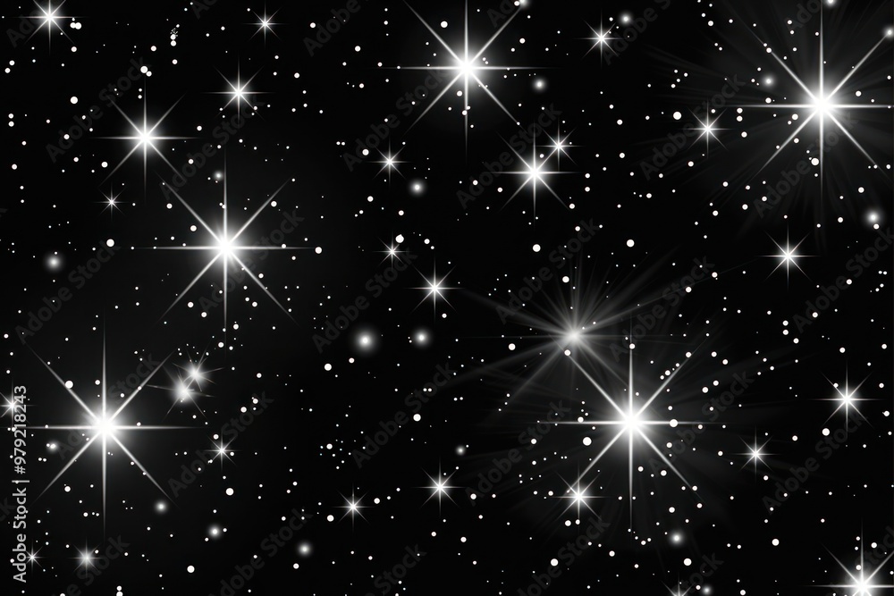 Obraz premium Sparkling stars on black background