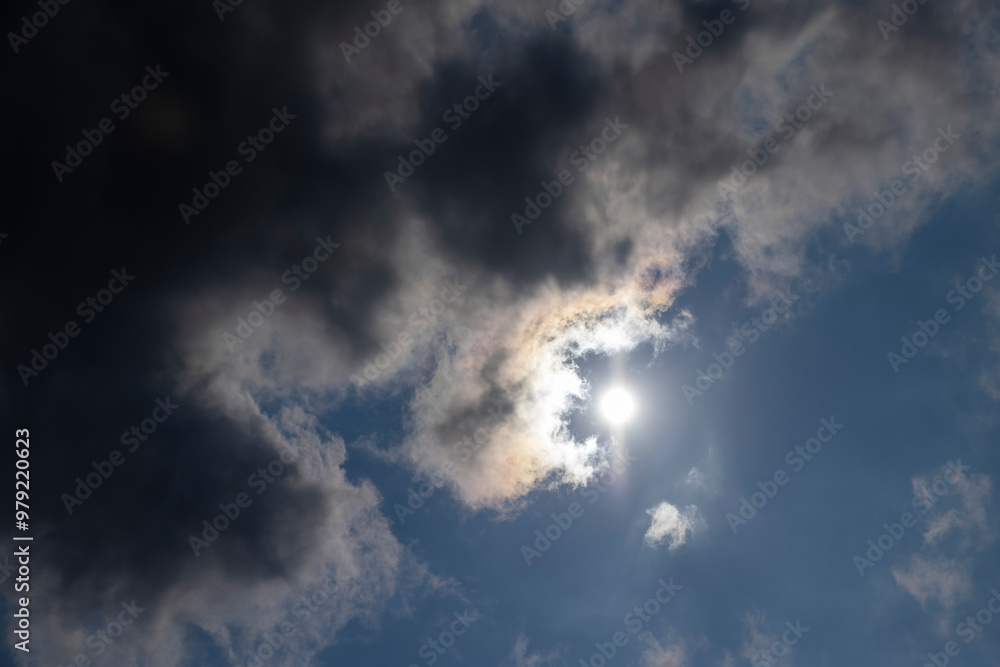 Fototapeta premium blue sky with clouds and sun