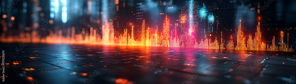 Neon Cityscape Abstract Background Illustration Neon Cityscape Abstract Background Illustration