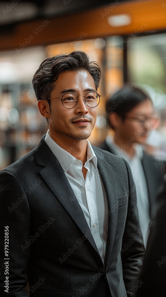 asian men in suits discussing meeting in office asian men in suits discussing meeting in office