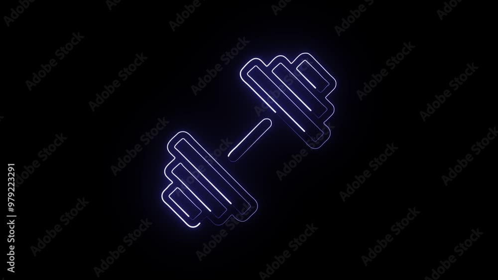 Glowing Neon Gym Dumbbell Icon Isolated on Black Background - HD Motion Graphics Animation Glowing Neon Gym Dumbbell Icon Isolated on Black Background - HD Motion Graphics Animation