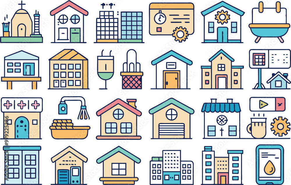 Essential Home Icons: Flat Vector Graphics for Real Estate and Interior Design Essential Home Icons: Flat Vector Graphics for Real Estate and Interior Design