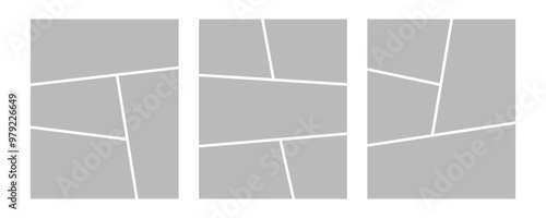 Set of collage grid manga comic storyboard layout panel blank template. Empty page frame for comic book, photo collage, poster, flyer. Vector illustration
