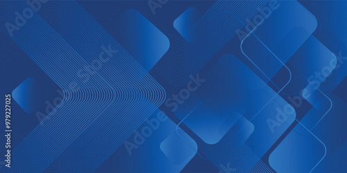 Abstract blue background with glowing geometric lines. Modern blue gradient square shape design. Futuristic technology concept. Suit for brochure, corporate, website, poster, banner, cover, flyer