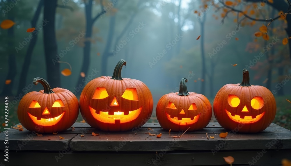 Fototapeta premium Autumns Glow A Spooky Pumpkin Display