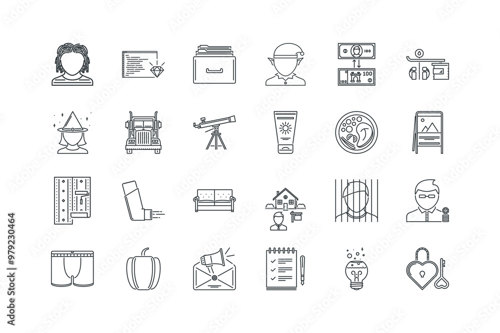 Clean, Document, Elf, Exchange, Gas, Hairstyle, Juice, set of icons for web design, vector illustration Clean, Document, Elf, Exchange, Gas, Hairstyle, Juice, set of icons for web design, vector illustration