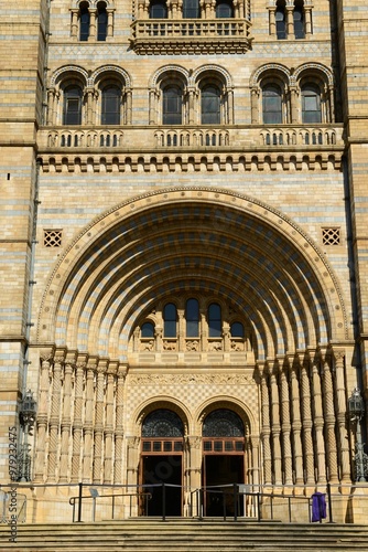 Natural history museum, London, England, U.K. Stunning 19th century facade on a fabulous sunny September day.