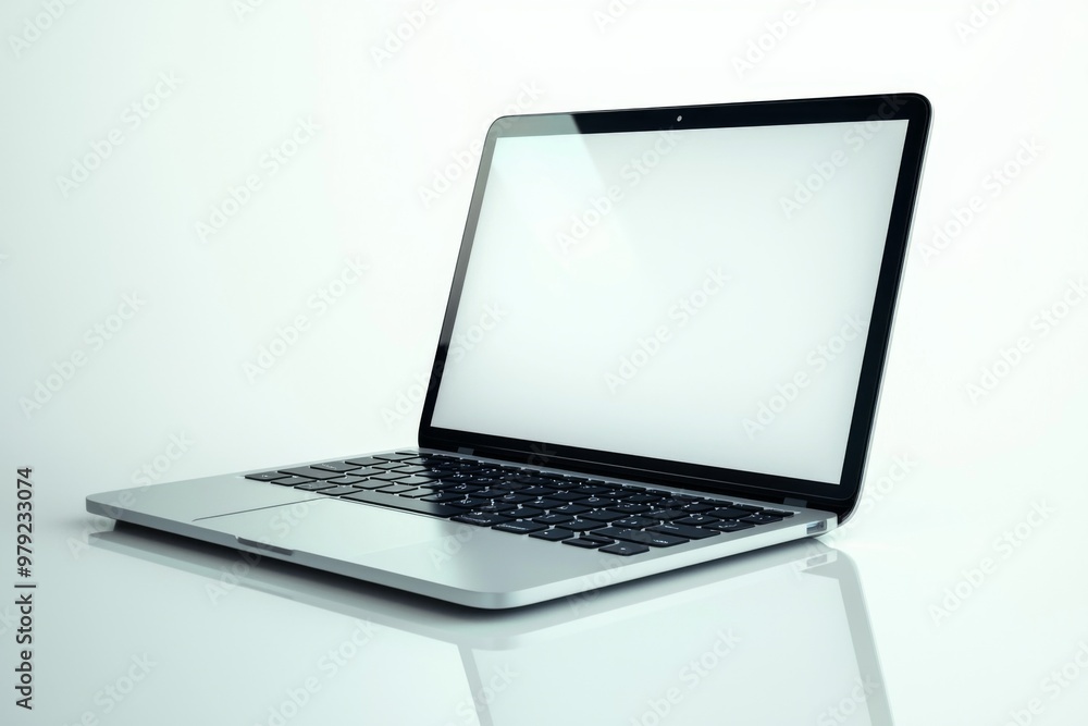 Laptop Mockup on Isolated white background created with Generative AI Laptop Mockup on Isolated white background created with Generative AI