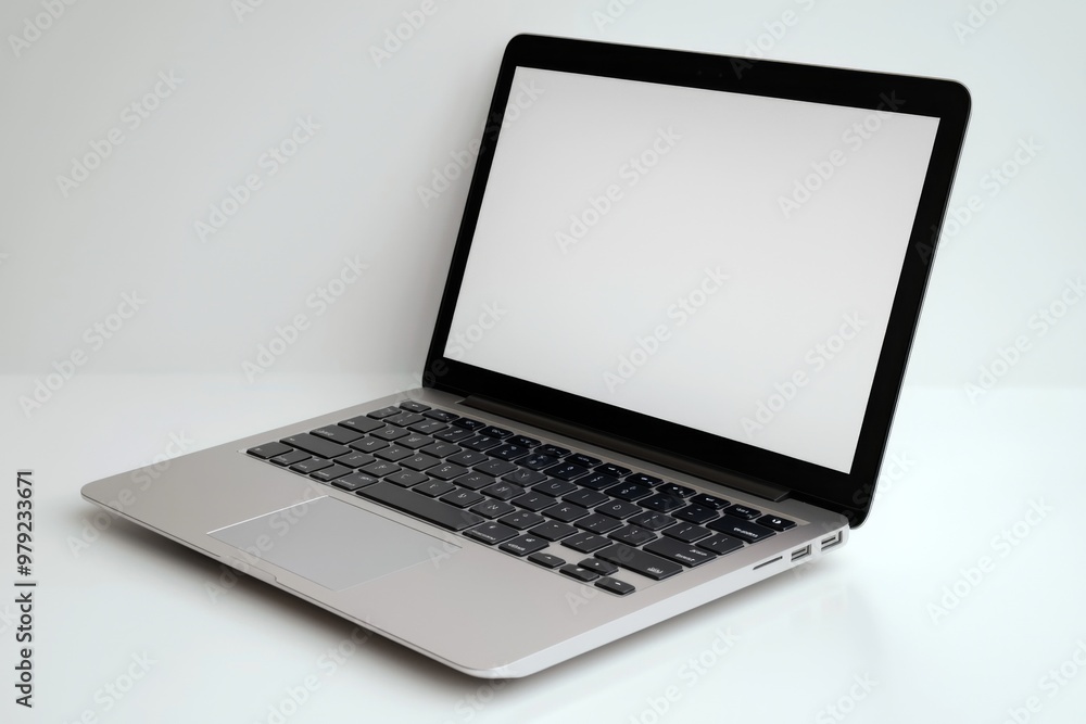 Laptop Mockup on Isolated white background created with Generative AI Laptop Mockup on Isolated white background created with Generative AI