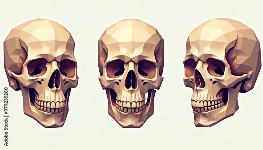 Threedimensional rendering of human skulls Threedimensional rendering of human skulls