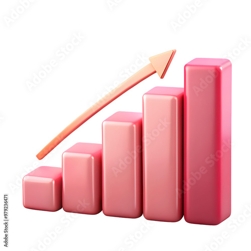 Free Download A vibrant pink bar chart with an upward arrow symbolizing growth and progress in business or finance. - GFXLoad