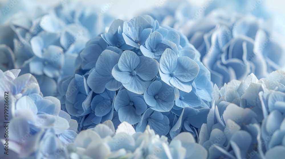 Soft Blue Hydrangea Blooms, Macro Photography Detailing Delicate Floral, Beautiful Nature Background Soft Blue Hydrangea Blooms, Macro Photography Detailing Delicate Floral, Beautiful Nature Background