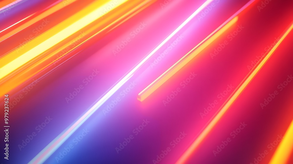 Fototapeta premium Abstract Neon Lights Background Pink Yellow and Blue Glow Bright Stripes Modern Minimalist Design