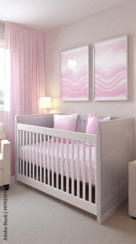 This delightful nursery captures a cozy atmosphere with a vintage crib, soft pastel tones, elegant lamps, and playful decor, perfect for a baby girl’s restful retreat This delightful nursery captures a cozy atmosphere with a vintage crib, soft pastel tones, elegant lamps, and playful decor, perfect for a baby girl’s restful retreat