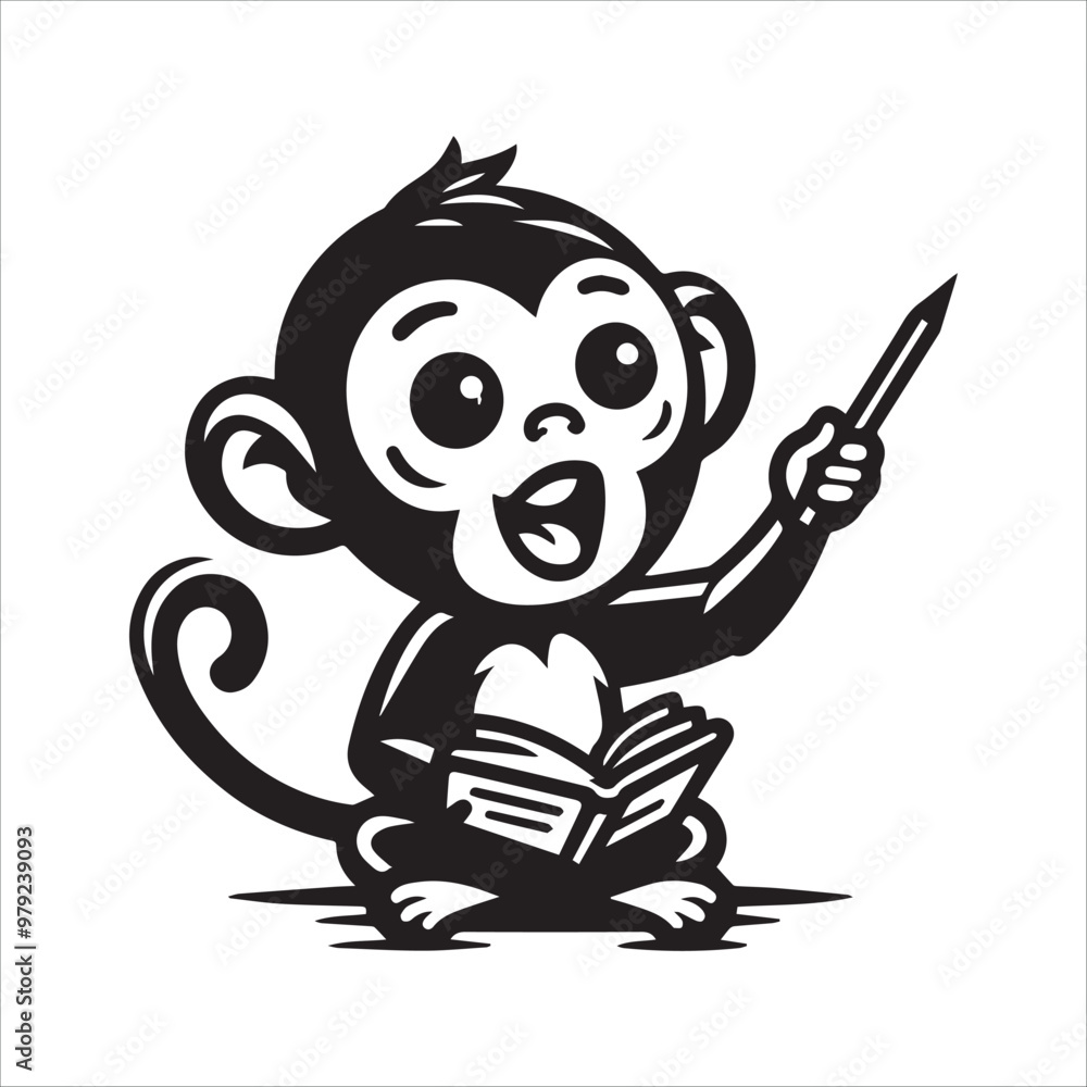 Monkey teaching vector illustration silhouette Monkey teaching vector illustration silhouette