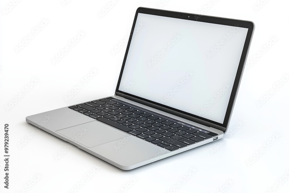 Laptop Mockup on Isolated white background created with Generative AI Laptop Mockup on Isolated white background created with Generative AI