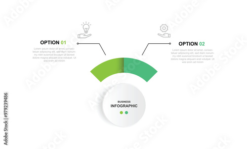 2 step process infographic vector element with icons suitable for business information and web presentation