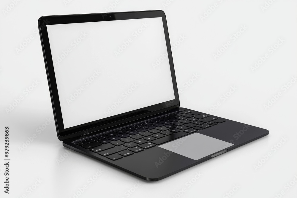 Laptop Mockup on Isolated white background created with Generative AI Laptop Mockup on Isolated white background created with Generative AI