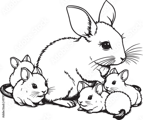Baby chinchilla coloring page illustration for kids 