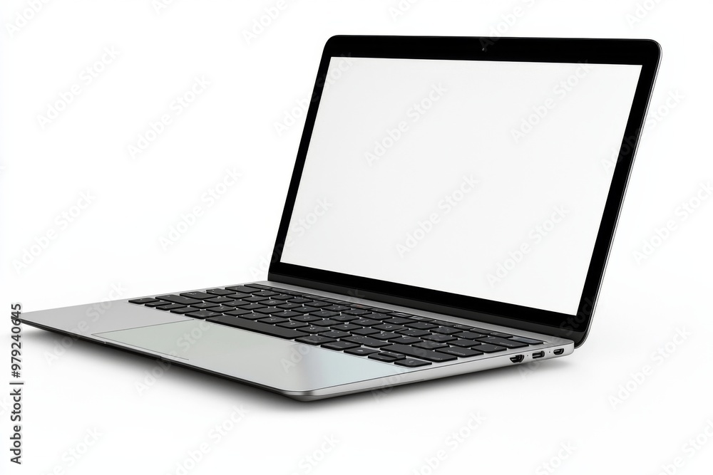 Laptop Mockup on Isolated white background created with Generative AI Laptop Mockup on Isolated white background created with Generative AI