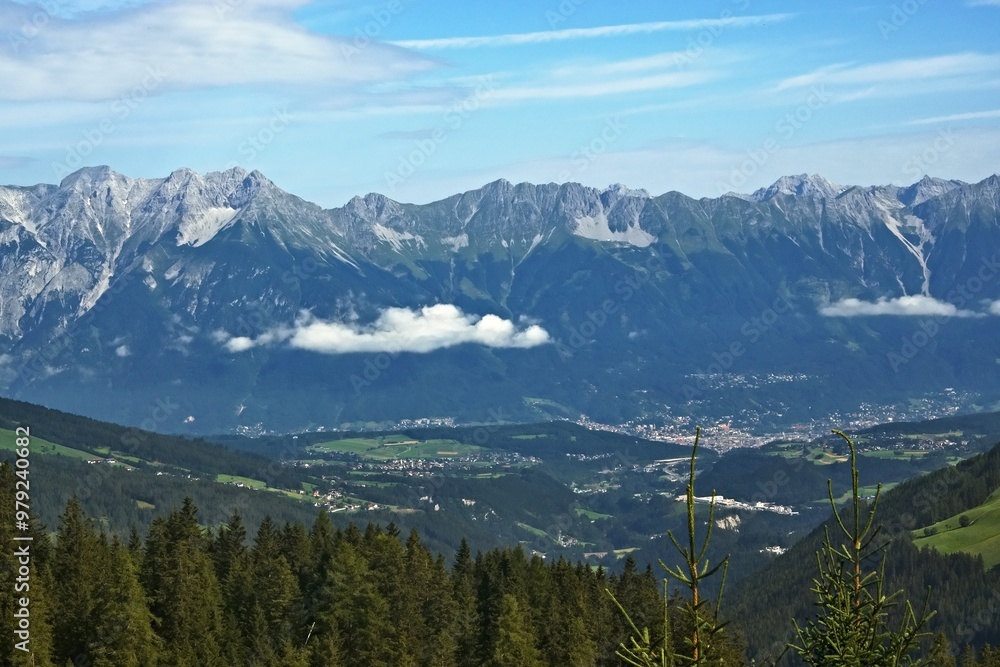 Austrian Alps - view of the Stubai Alps and Stubai valley from the Koppeneck Austrian Alps - view of the Stubai Alps and Stubai valley from the Koppeneck