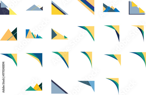 Modern Geometric Corner Decoration Set. A versatile set of 22 modern geometric corner decorations with abstract shapes and clean lines. Ideal for presentations, layouts, and creative designs